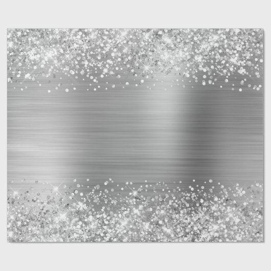 Glitzer Silver Imitats Foil Geschenkpapier (Flach)