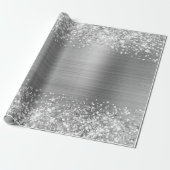 Glitzer Silver Imitats Foil Geschenkpapier (Ungerollt)