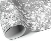 Glitzer Silver Imitats Foil Geschenkpapier (Rolleneckpunkt)