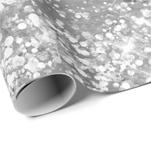 Glitzer Silver Imitats Foil Geschenkpapier (Rolleneckpunkt)