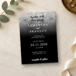 Glitzer Silver Minimal Wedding Einladung