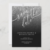 Glitzer Silver Modern Wedding rettet das Datum Save The Date (Vorderseite)