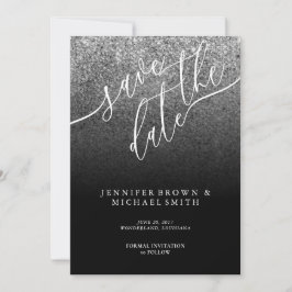 Glitzer Silver Modern Wedding rettet das Datum Save The Date