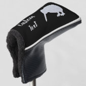 Glitzer Silver NZ Kiwi auf Schwarz, Custom Putter Golf Headcover (3/4 Vorderseite)