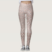 Glitzer Silver Pearl Hearts Rosa Rose Gold Funkeln Leggings (Vorderseite)