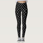 Glitzer Silver Polka Dots Black Delicate Funkelnd Leggings (Vorderseite)