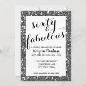 Glitzer Silver Sixty & Fabulous Einladung (Vorderseite)