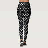 Glitzer Silver Small Hearts Black Delicate Funkeln Leggings (Rückseite)