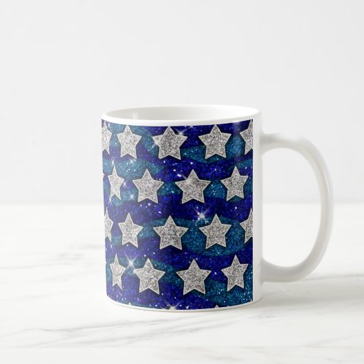 Glitzer Silver Stars Glitzer Blue Waves Sparkor Kaffeetasse (Rechts)