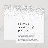 Glitzer Silver Wedding Party - Einladung (Vorne/Hinten)