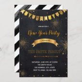 Glitzer Silvester Einladung (Vorne/Hinten)