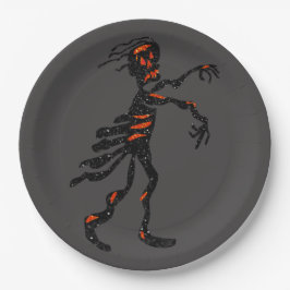 Glitzer Skeleton Zombie Halloween Pappteller