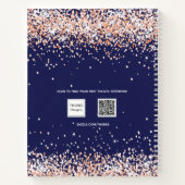 Glitzer-Skriptjournal der Navy Blue-Rose Notizblock (Rückseite)