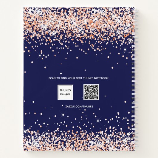 Glitzer-Skriptjournal der Navy Blue-Rose Notizblock (Rückseite)