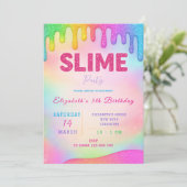 Glitzer Slime Einladung zum Geburtstag (Stehend Vorderseite)