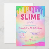Glitzer Slime Einladung zum Geburtstag (Vorne/Hinten)