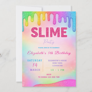 Glitzer Slime Einladung zum Geburtstag