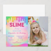 Glitzer Slime Geburtstag Einladung mit Foto (Vorne/Hinten)