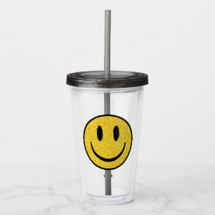 Glitzer Smile Face Acryltrinkbecher