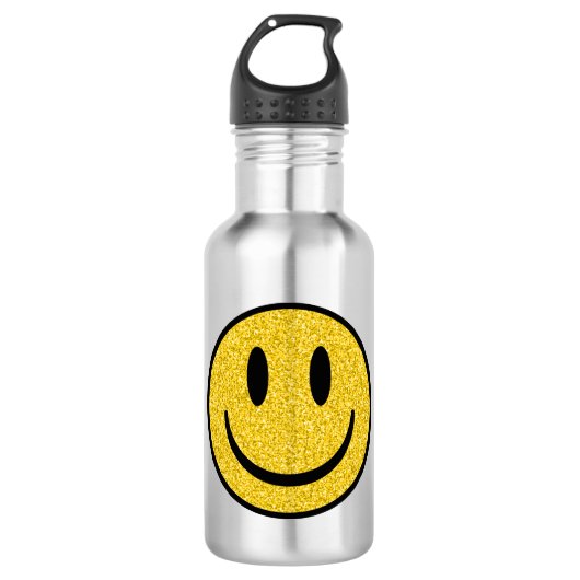 Glitzer Smile Face Edelstahlflasche (Vorderseite)