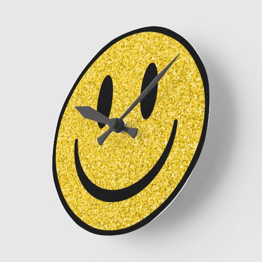 Glitzer Smile Face Runde Wanduhr (Winkel)