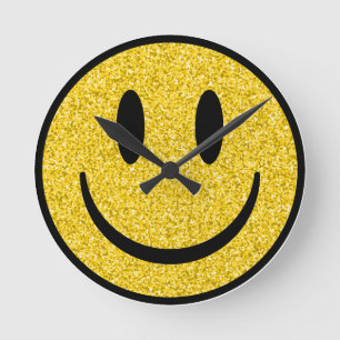 Glitzer Smile Face Runde Wanduhr