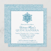 Glitzer Snowflake Aquamarine Quinceanera Winter Ei Einladung (Vorne/Hinten)