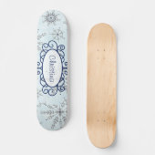 Glitzer Snowflake Mini Skateboard (Vorderseite)