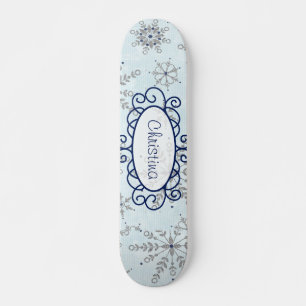 Glitzer Snowflake Mini Skateboard