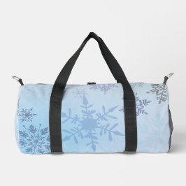 Glitzer Snowflake Mountain Winter Duffle Bag