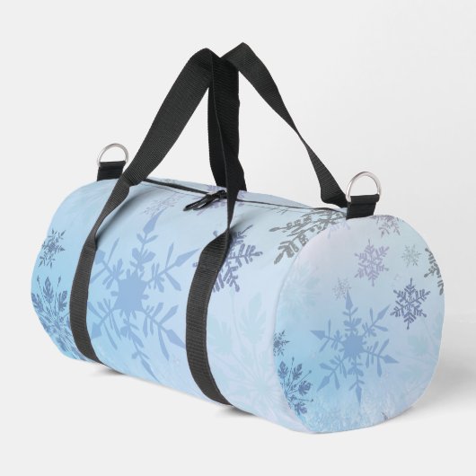 Glitzer Snowflake Mountain Winter Duffle Bag (Linke Seite)