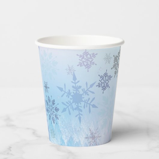 Glitzer Snowflake Snowy Mountain Winter Pappbecher (Rückseite)