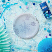 Glitzer Snowflake Snowy Mountain Winter Pappteller (Party)