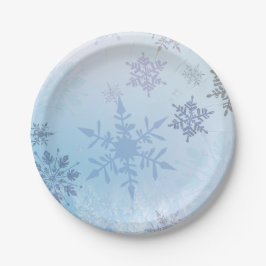 Glitzer Snowflake Snowy Mountain Winter Pappteller
