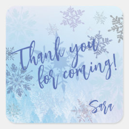 Glitzer Snowflake Winter Vielen Dank für Ihre Anku Quadratischer Aufkleber