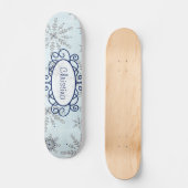 Glitzer Snowflakes Altes Schulskateboard Skateboard (Vorderseite)