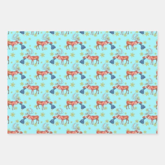 Glitzer Snowflakes Gerda und das Rentier-Muster Geschenkpapier Set (Vorderseite 3)