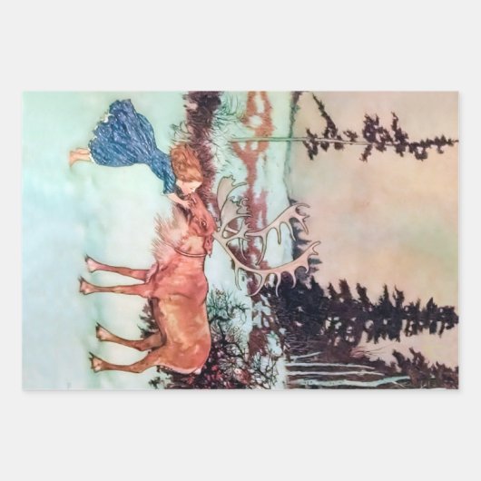 Glitzer Snowflakes Gerda und das Rentier-Muster Geschenkpapier Set (Vorderseite)