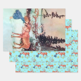 Glitzer Snowflakes Gerda und das Rentier-Muster Geschenkpapier Set