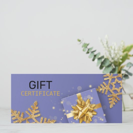Glitzer Snowflakes Gold Geschenk Bow Blue Geschenk (Stehend Vorderseite)