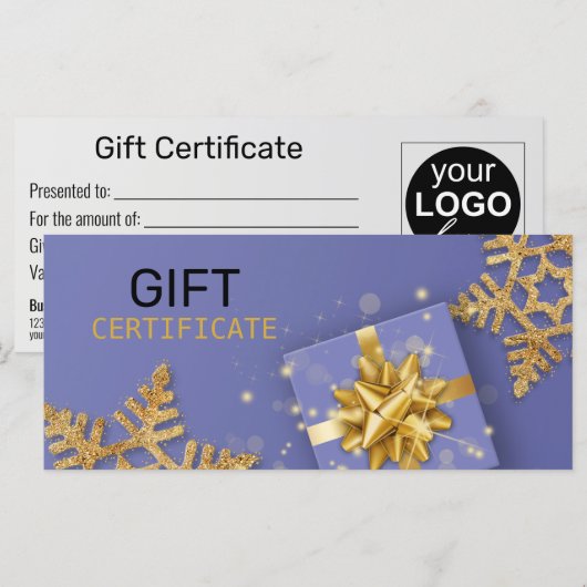 Glitzer Snowflakes Gold Geschenk Bow Blue Geschenk (Vorne/Hinten)