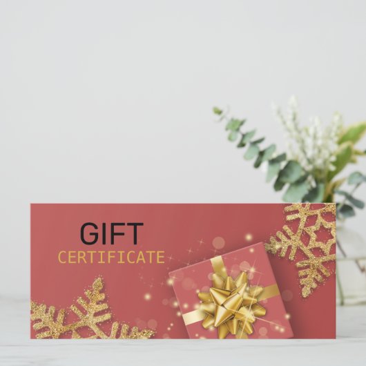 Glitzer Snowflakes Gold Geschenkboxen Red Giftkart (Stehend Vorderseite)