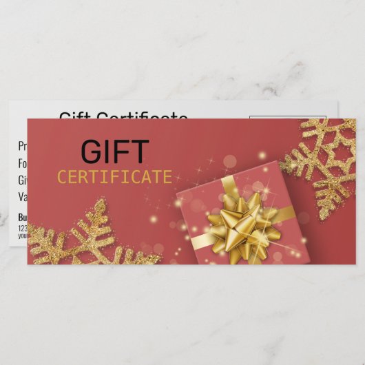 Glitzer Snowflakes Gold Geschenkboxen Red Giftkart (Vorne/Hinten)