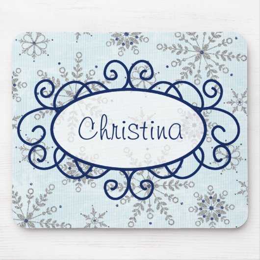 Glitzer Snowflakes Mousepad (Vorne)