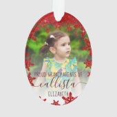 Glitzer Snowflakes Proud Großeltern Foto Name Ornament (Rückseite)