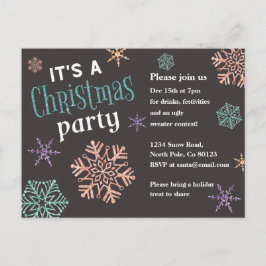 Glitzer Snowflakes Weihnachten Party Einladung Postkarte