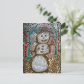 Glitzer Snowman 3D Collage Feiertagspostkarte (Stehend Vorderseite)