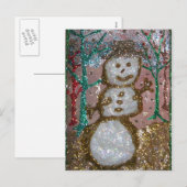 Glitzer Snowman 3D Collage Feiertagspostkarte (Vorne/Hinten)