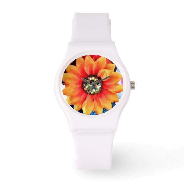 Glitzer Sonnenblume Armbanduhr (Vorderseite)