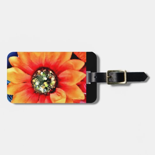 Glitzer Sonnenblume Gepäckanhänger (Vorderseite horizontal)